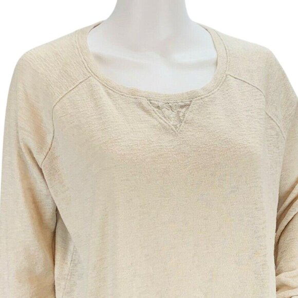 Victoria's Secret Womens Chambray Lace Crop Sweater Pullover Oatmeal Size S - Picture 4 of 12